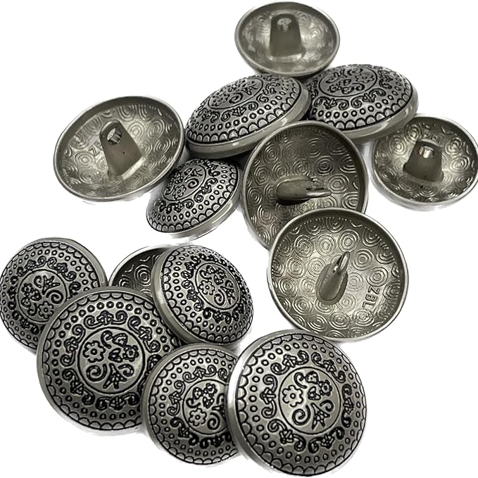 Silver Symphony Metal Buttons(Pack of 8 Buttons)