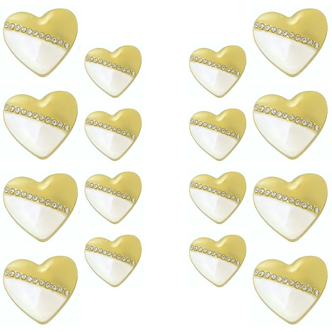 Heart-Shaped Pearl Silver Accents Metal Buttons