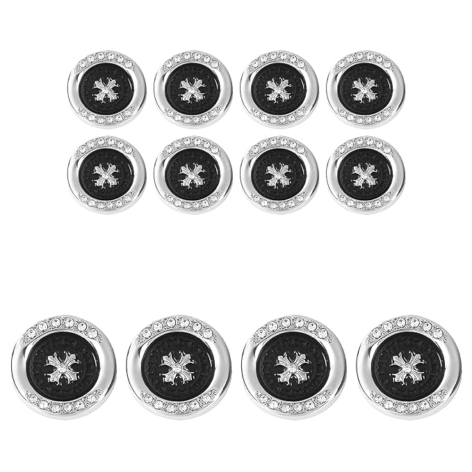 Snowflake Small Size & Big Size Metal Buttons with White Centers(8 Small + 4 Big)