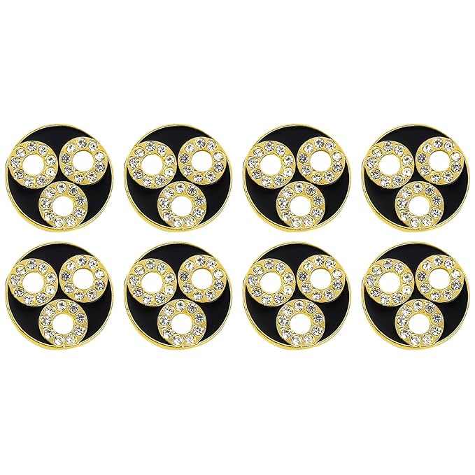 Circular Metal Buttons with Diamond Accents