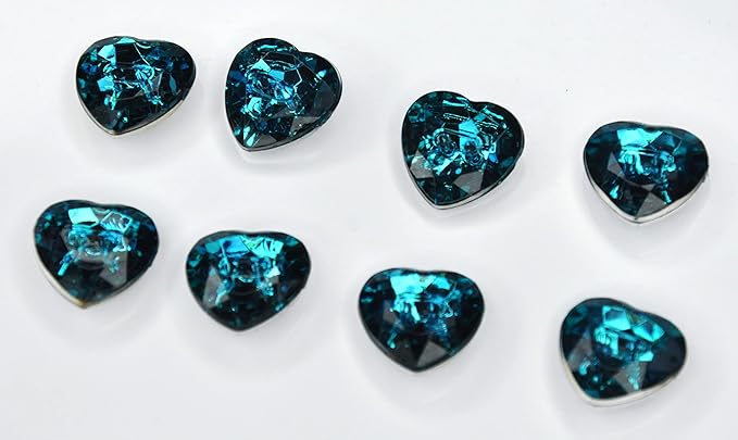 Radiant Blue Heart-Shaped Acrylic Buttons(Pack of 8 Buttons)