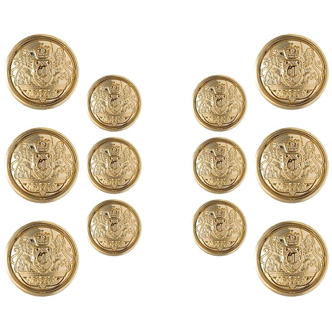 Shiny Gold Metal Buttons(6 Big + 6 Small)