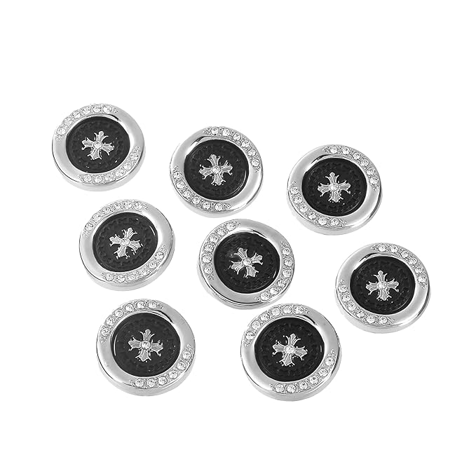 Snowflake Small Size & Big Size Metal Buttons with White Centers(8 Small + 4 Big)