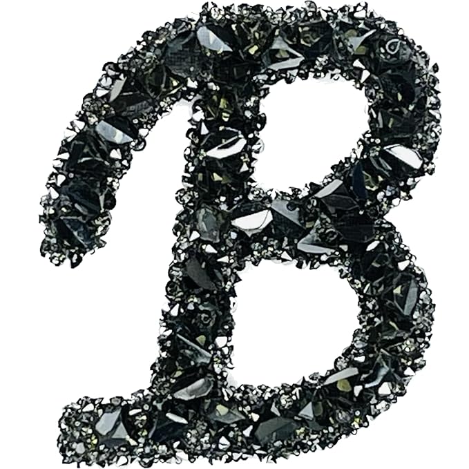Letter S Black Sparkling Rhinestone Patch