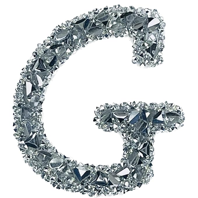 Letter G White Sparkling Rhinestone Patch