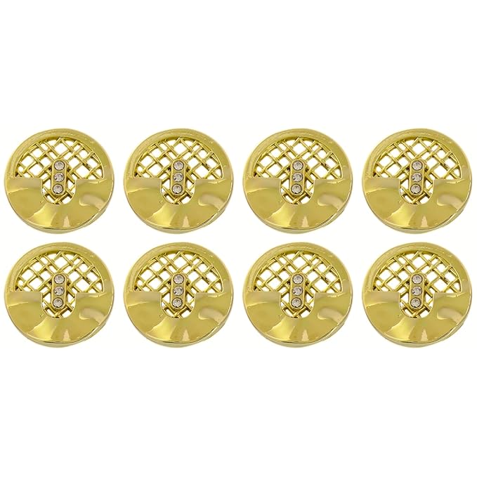 Circular Metal Buttons with Mesh Pattern (8 Big + 8 Small)