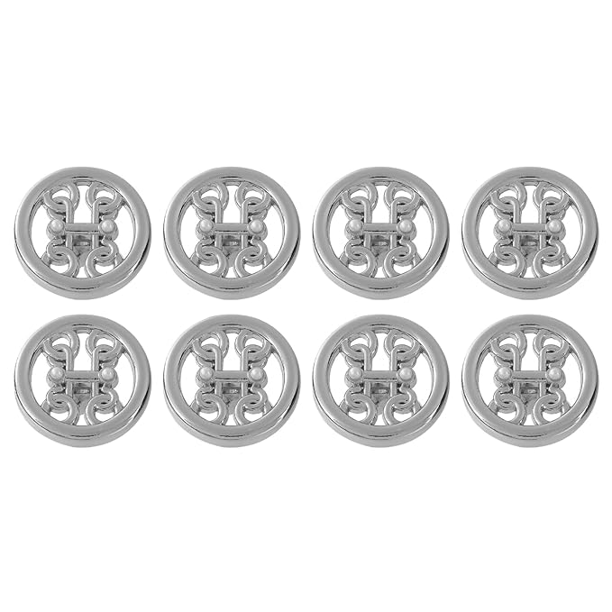 Ornate Star Crystal Silver Metal Buttons (8 Big + 8 Small)