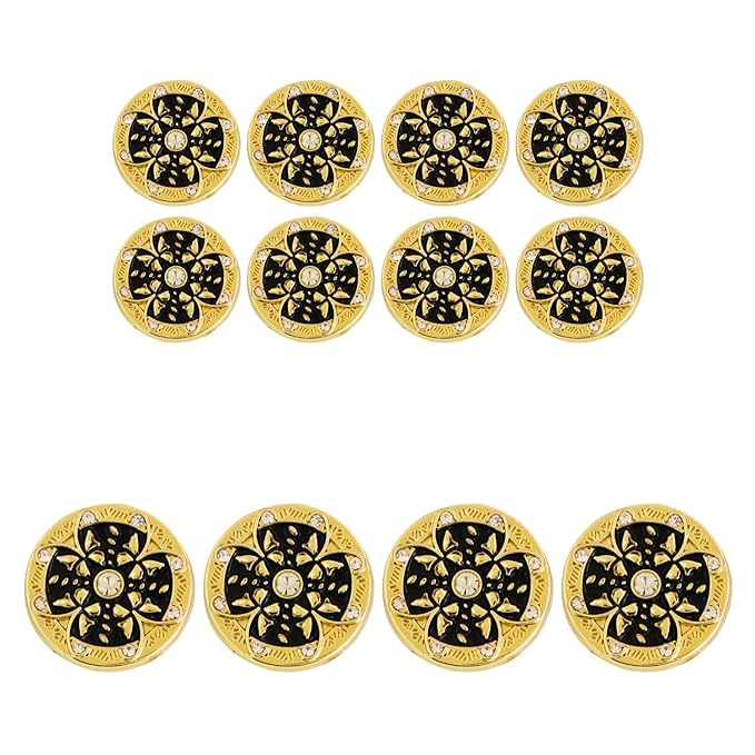 Golden Floral Metal Buttons with White Centers(8 Small + 4 Big)