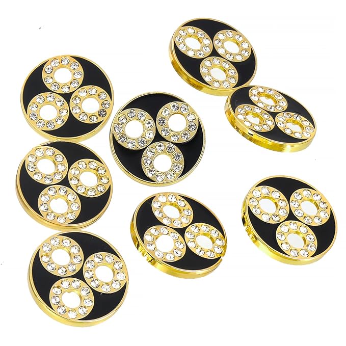 Circular Metal Buttons with Diamond Accents