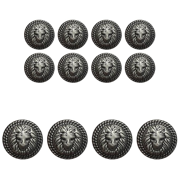 3D Lion Metal Shank Button for Jacket Blazer Suits DIY Art &amp; Crafts (8 Small + 4