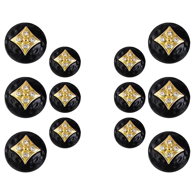 Square Diamond-Studded Metal Buttons