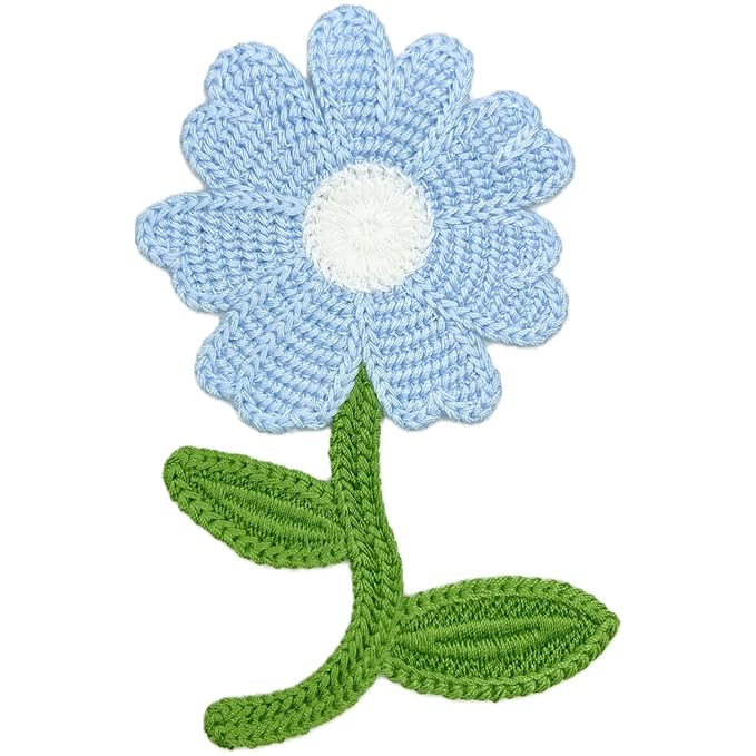 Crochet Sun Flower with Leaves Sew On Applique Patches