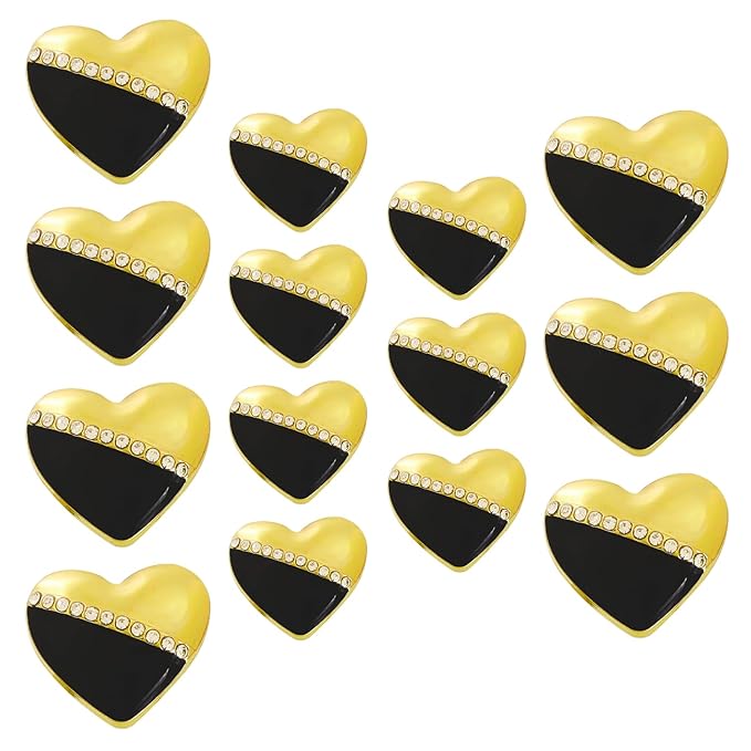 Heart-Shaped Pearl Metal Buttons with Gold & Black Accents