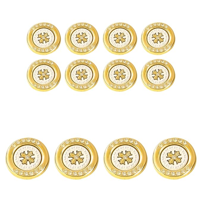 Golden Flora White Centers Metal Buttons