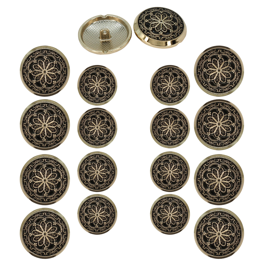 Gold and Black Floral Buttons