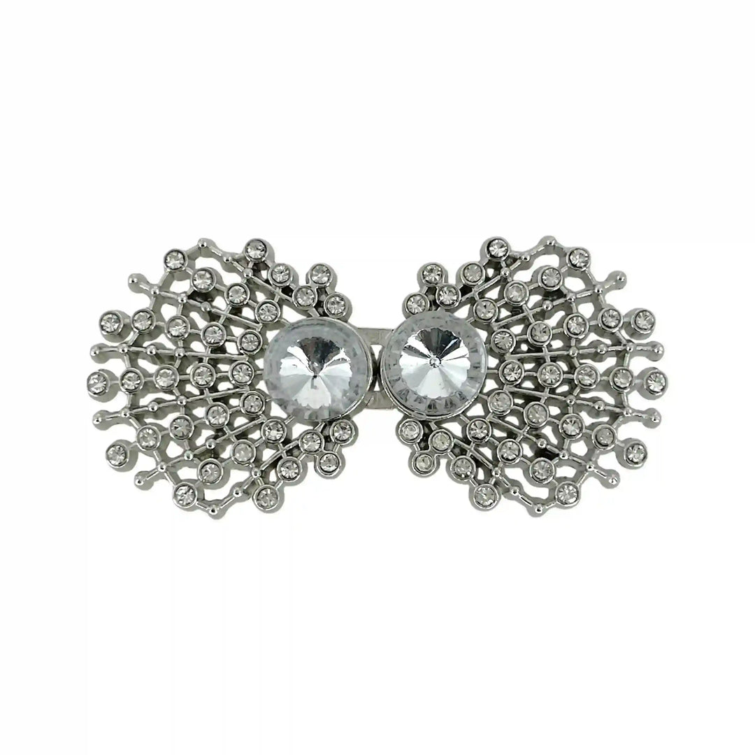 Ornate Lattice Bow Diamond Rhinestone Frog Closure Buttons