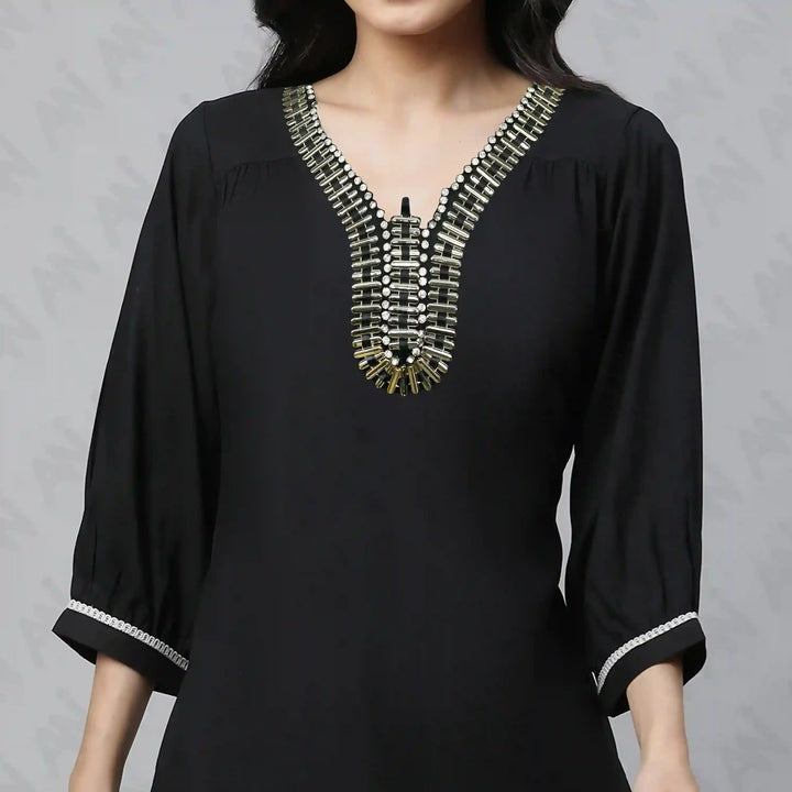 Embellished Beads and Rhinestone Empire Neckline Appliqué