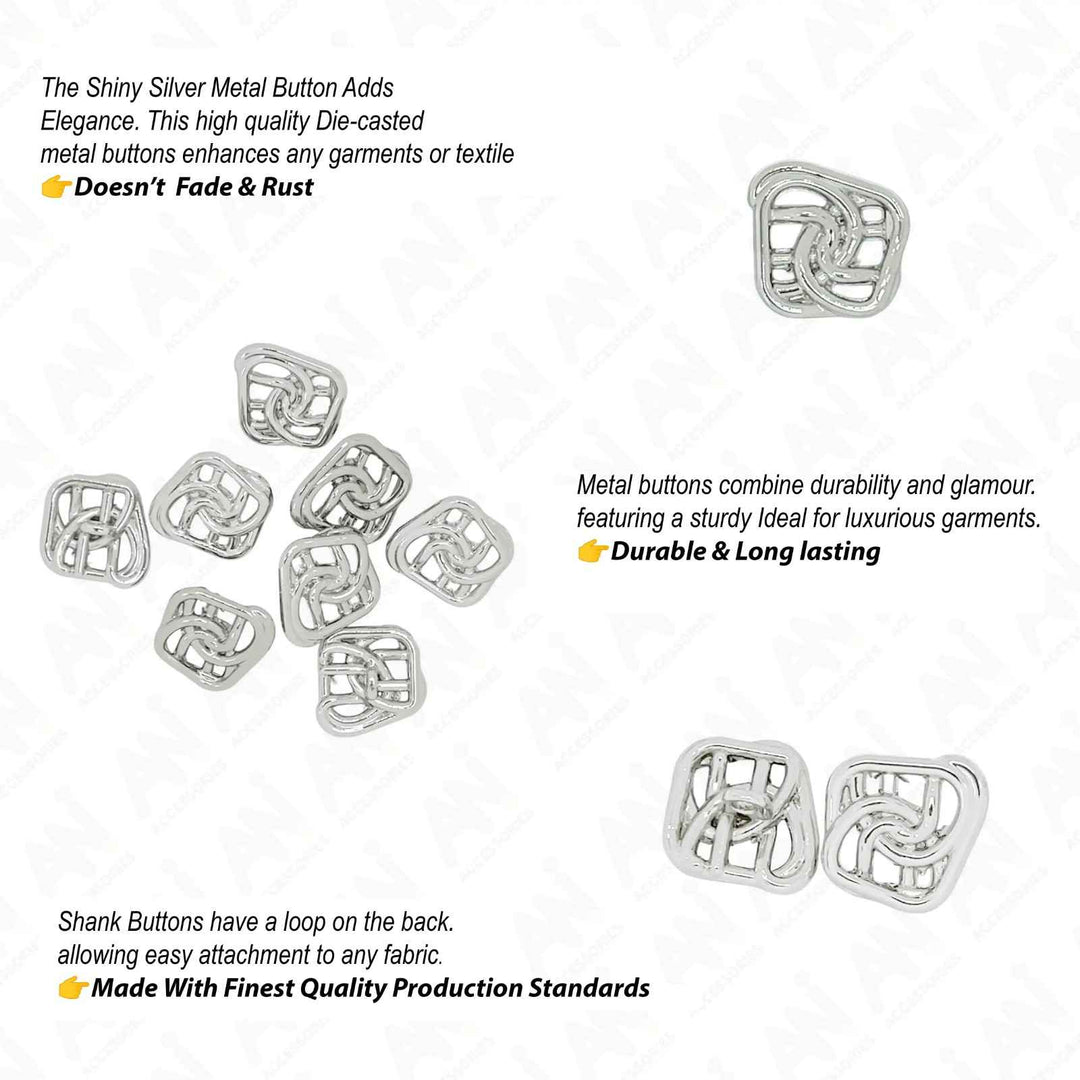 Interwoven Loop Metal Button | 11mm (18L) & 15mm (24L)