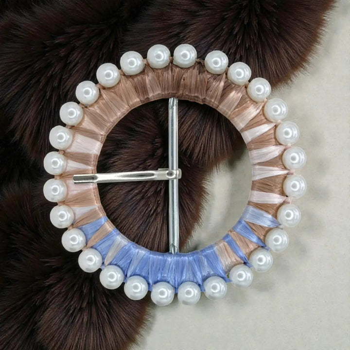 Multicolor Raffia Pearl Ring Buckle | 3.3 inches (8.5cm)