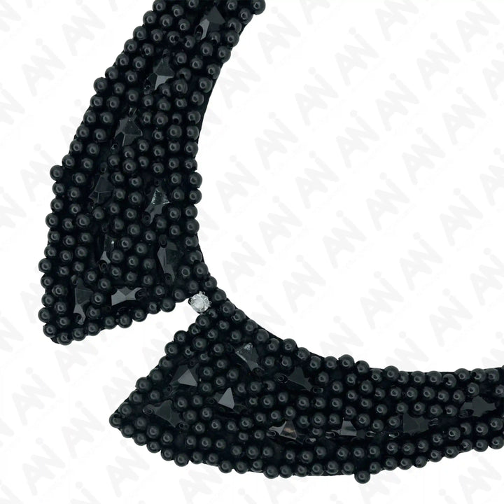 Black Bead Embellished Neckline