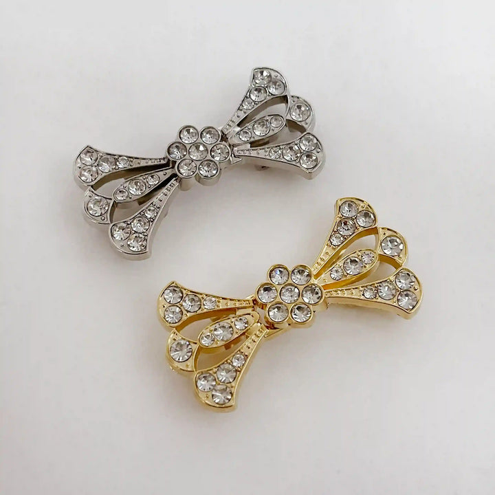 Bow Style Rhinestone Metal Frog Closure Buttons
