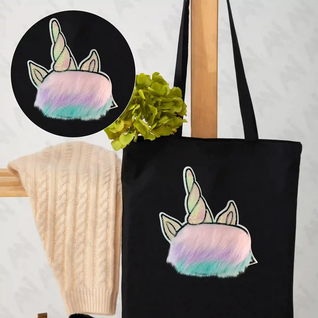 Rainbow Fur & Sequins Unicorn Patch