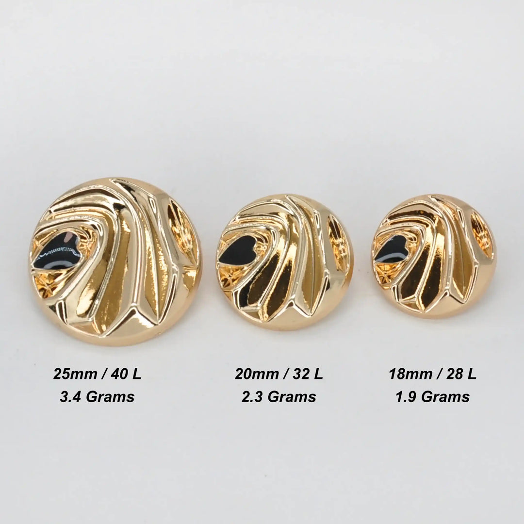 Abstract Wave Designed Metal Button | 18mm (28L), 20mm (32L) & 25mm (40L)