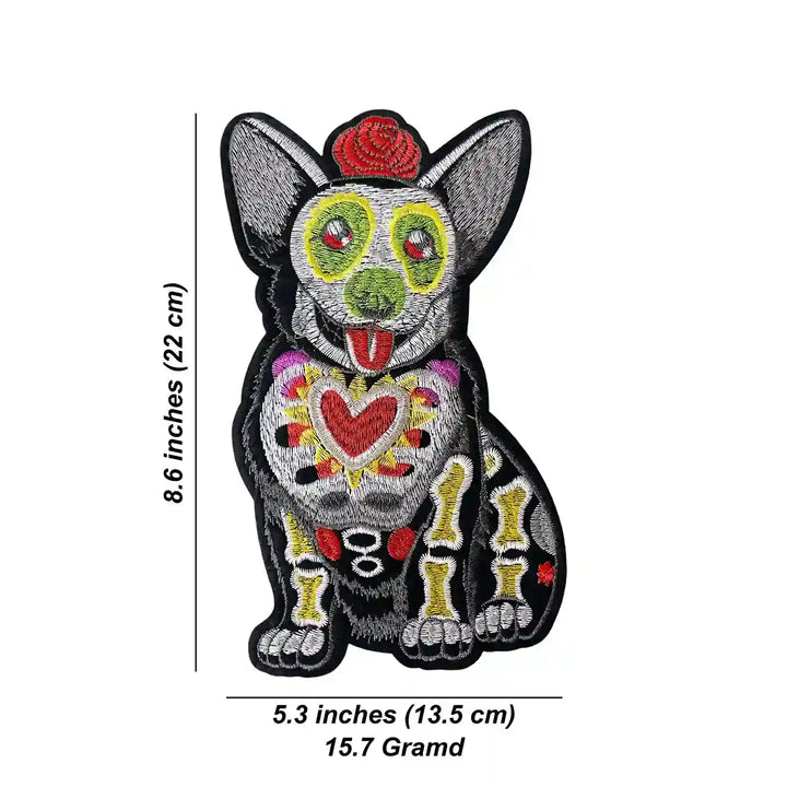 Day of the Dead Corgi Dog Patch