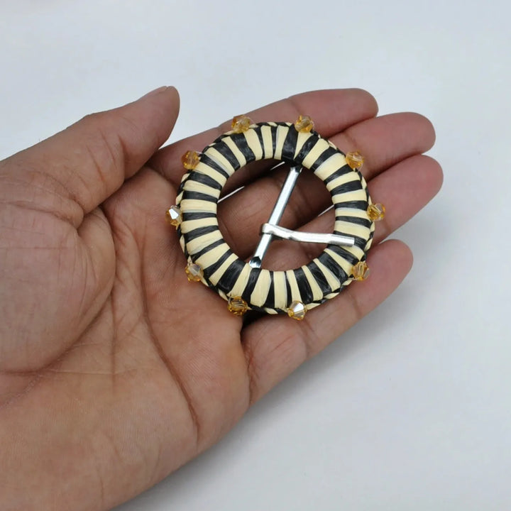 Traditional Raffia Wrapped Decorative Buckle | 5.4cm & 7cm