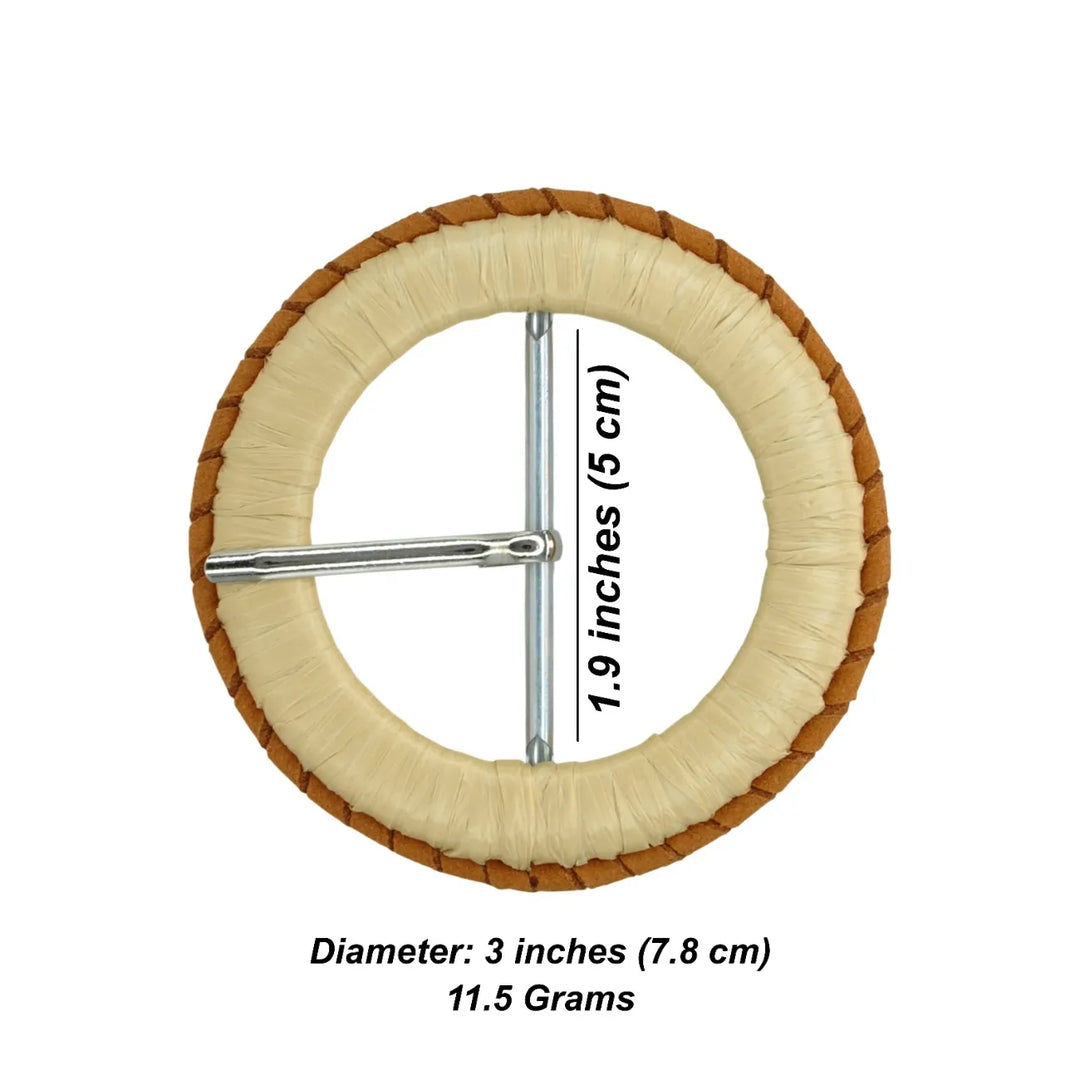 Beige Raffia Wrapped Ring Buckle | 3 inches (7.8cm)