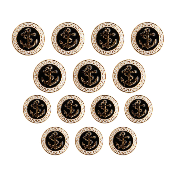 Gold and Black Anchor Metal Buttons