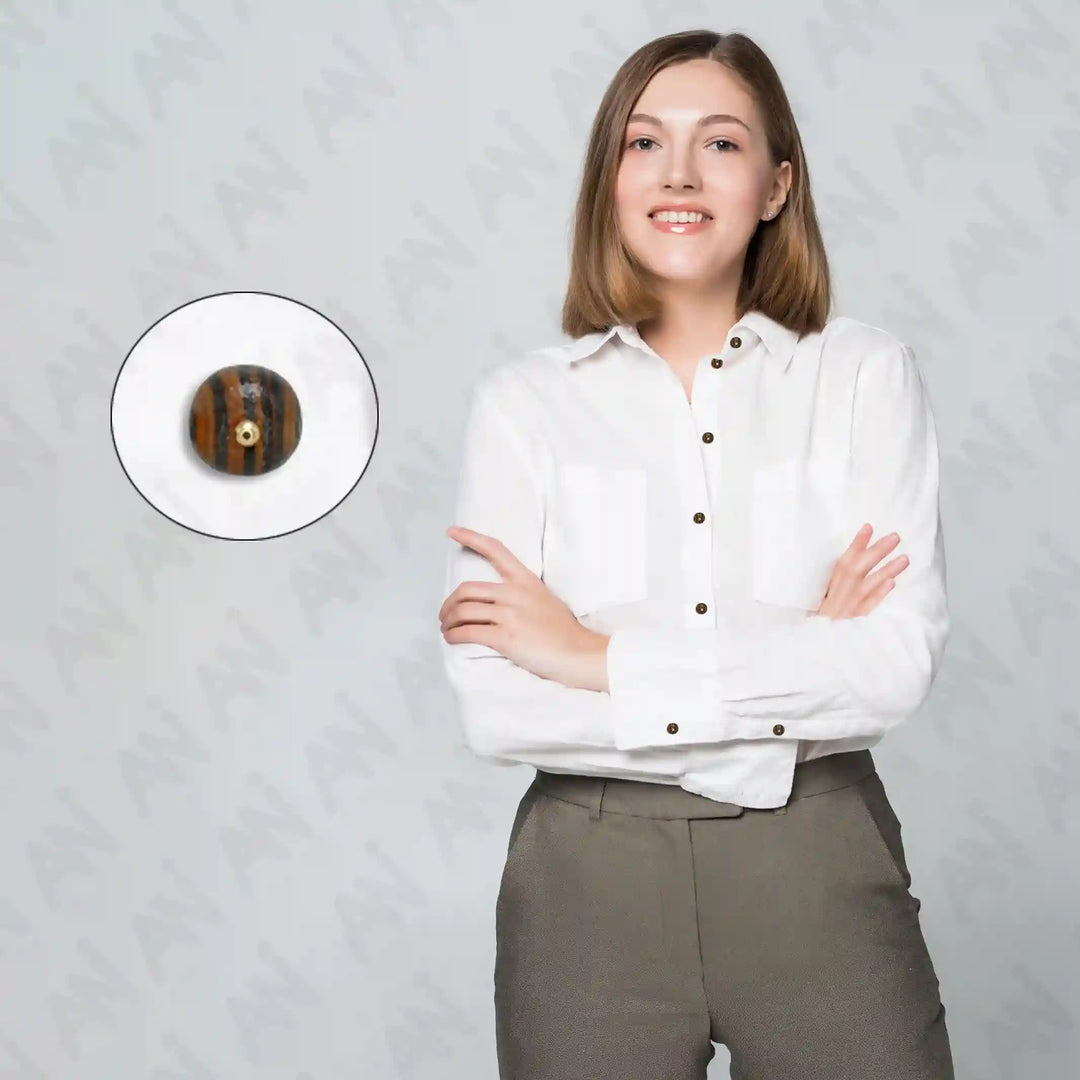 Striped Wooden Shank Buttons | 10mm