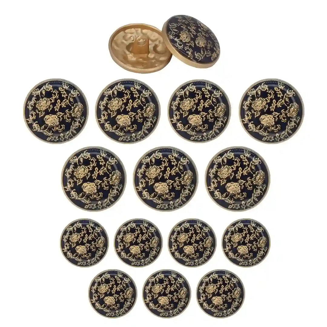 Ani Accessories Floral Design Button Set of 14 Pieces, 7 Large & 7 Small for Customizing Clothing and Accessories