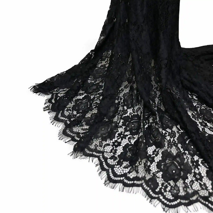 Midnight Black Rose Corded Fabric | 60 inches