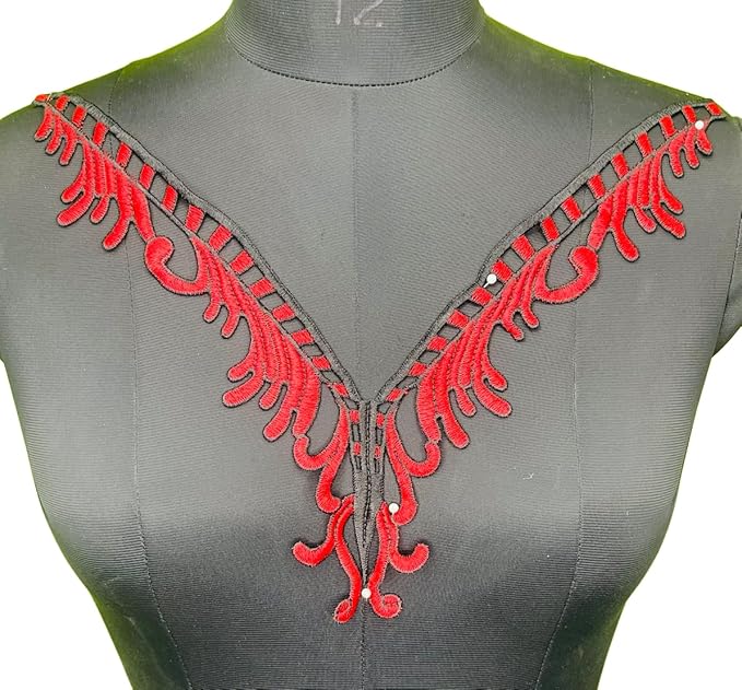 Red Velvet Floral Neckline