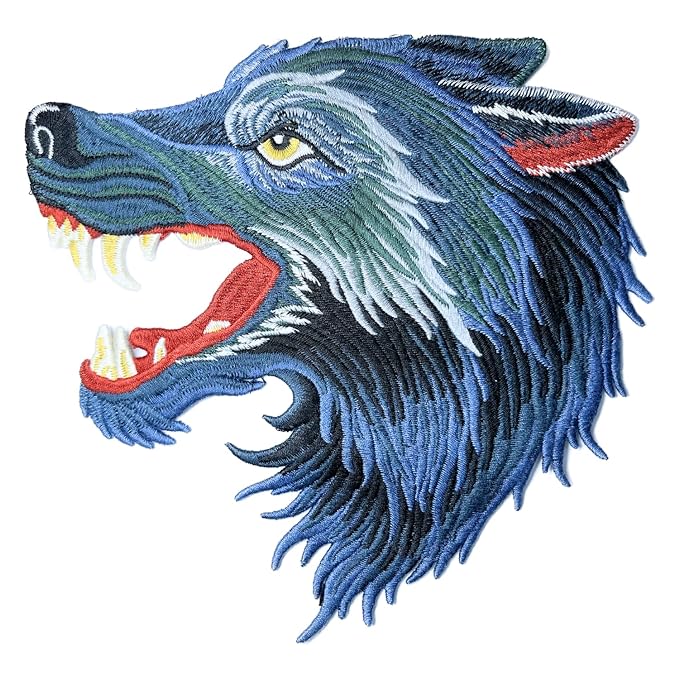 Wolf Head Embroidered Sew Patch