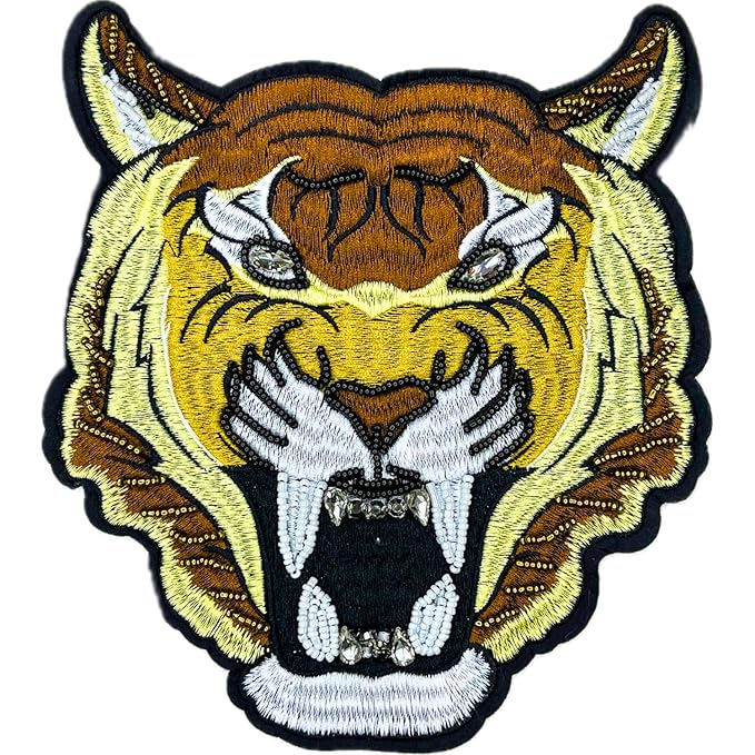 Brown and Gold Tiger Head Large Patch