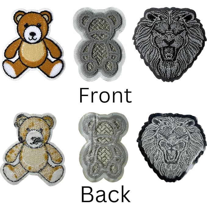 3D Fur Heat-Transfer Patch (Mr Bean Teddy + Lion + Silver Thread Teddy)