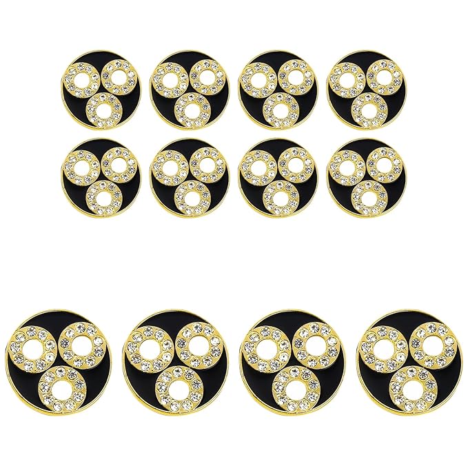 Circular Metal Buttons white Color with Diamond Accents(8 Small + 4 Big)