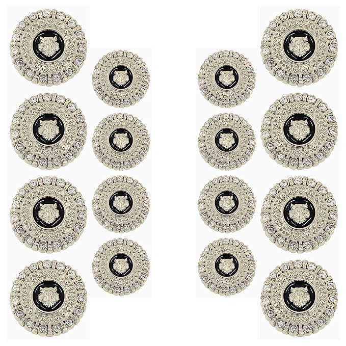 Diamond-Encrusted Lion Metal Buttons