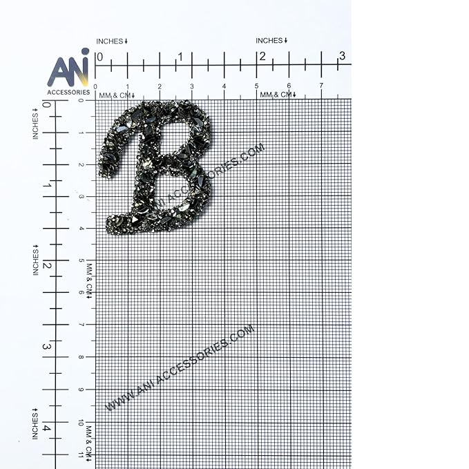Letter S Black Sparkling Rhinestone Patch