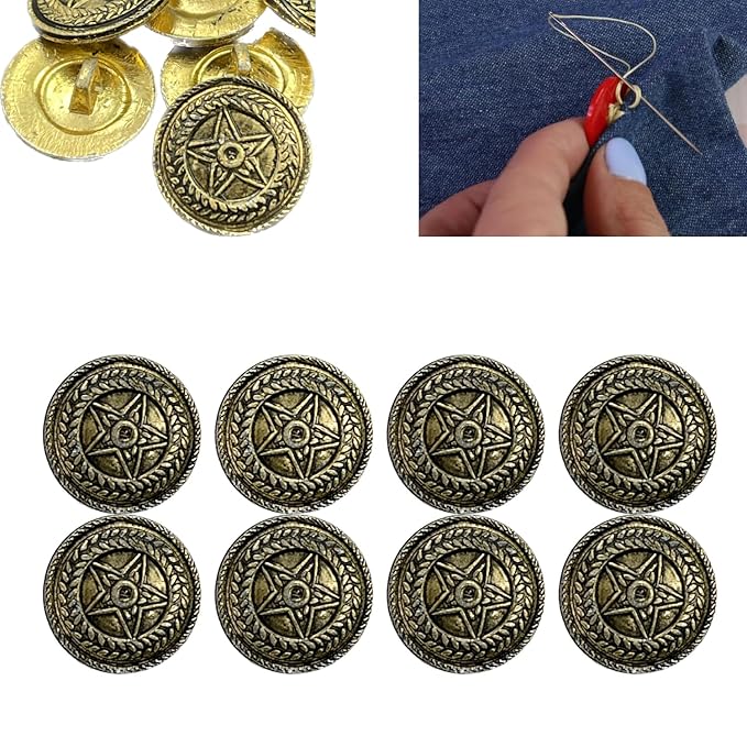 Ani Accessories 8 pcs Metal Shirt Button for Tailoring/Stitching/Dress/Blouse/Shirt and Kurta's Button Fancy Button (Pyramid)