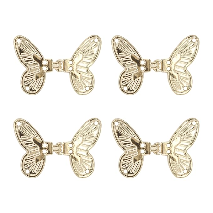 Ani Accessories butterfly Design Metal Frog Button Cloak Fasteners Unisex Cheongsam Buttons Vintage Cardigan Clip Frog Closure Metal Button For Kurti Kurta Jacket Shirt Coat Blazer DIY Art & Craft. (Chic Butterfly Design Frog Buttons)