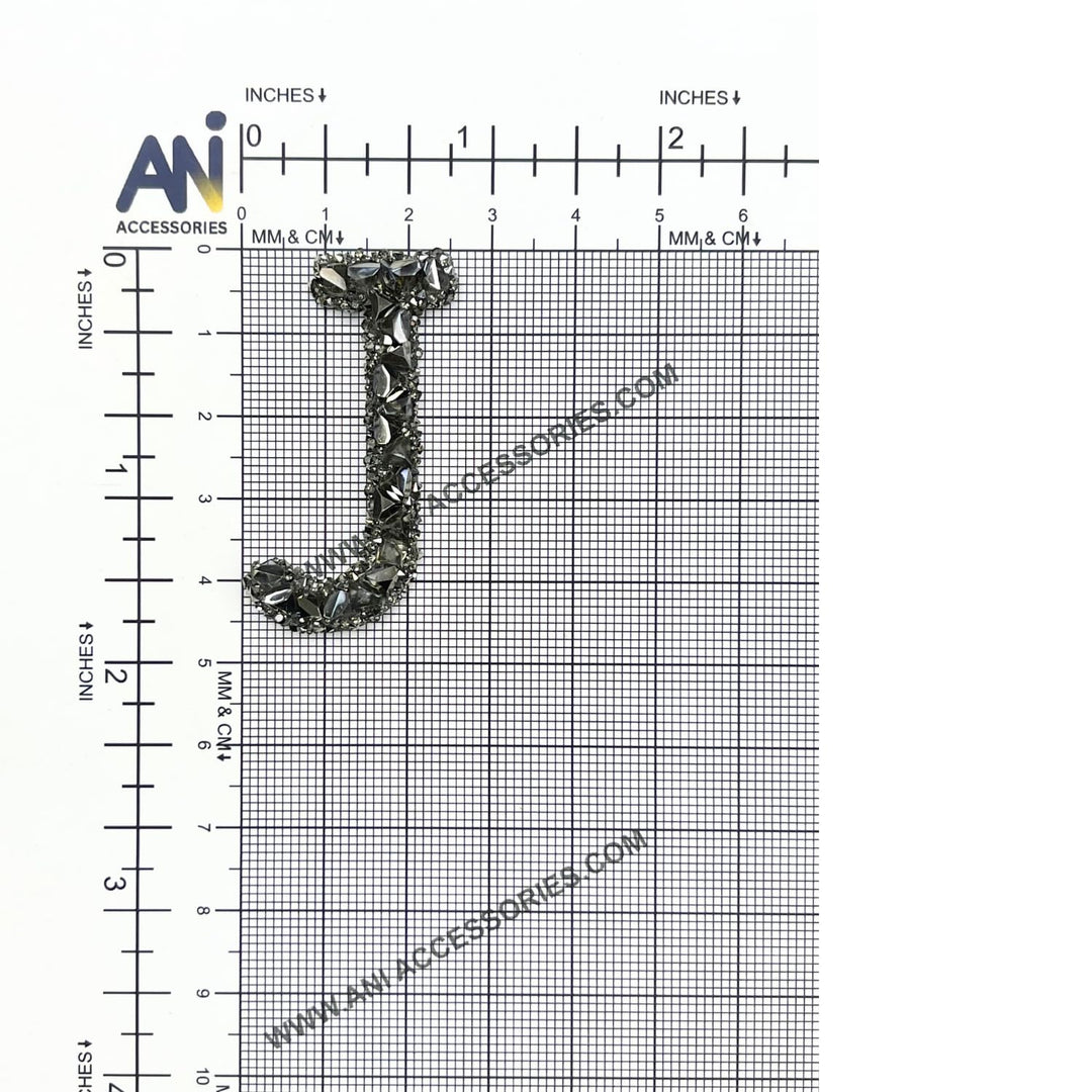 Letter M Black Sparkling Rhinestone Patch