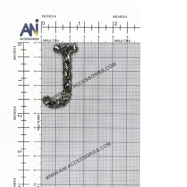 Letter M Black Sparkling Rhinestone Patch