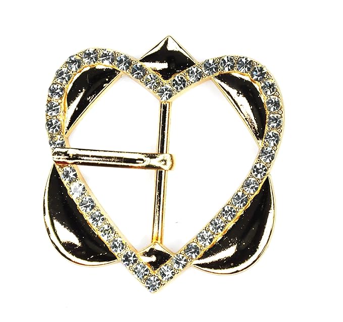 Gold Heart Shape Buckle With Small Rhinestones Metal Buckle