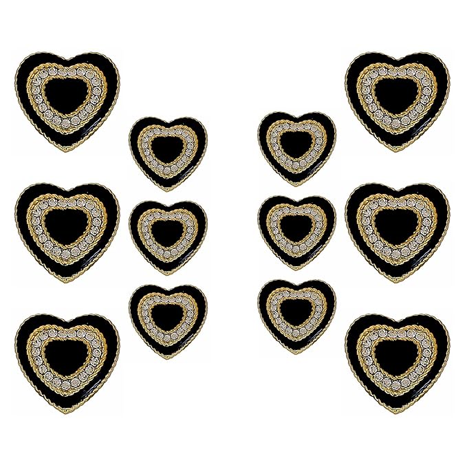 Heart-Shaped Rhinestone Metal Buttons(6 Big + 6 Small)