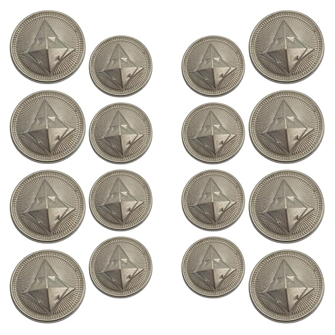 Metallic Pyramid Metal Buttons(8 Big + 8 Small)