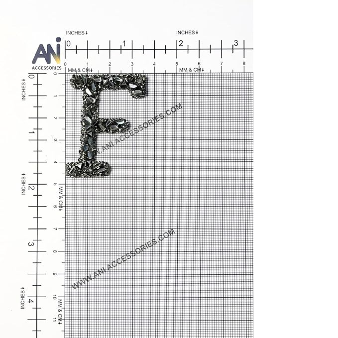 Letter F Black Sparkling Rhinestone Patch