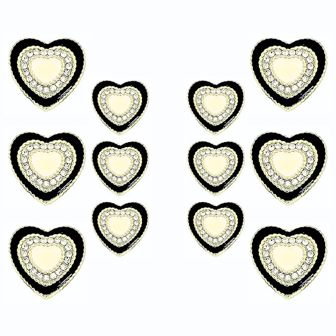 Heart-Shaped Rhinestone Metal Buttons(6 Big + 6 Small)